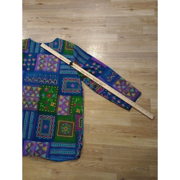 VINTAGE Maggie Sweet Blouse Top Womens 2X Button Up Floral Tapestry Long Sleeve - Picture 11 of 12